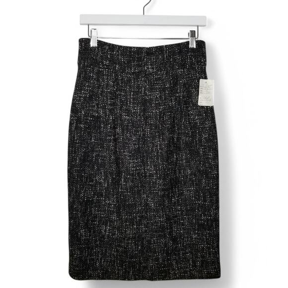 ELLIOTT LAUREN High Waist Kick Pleat Pencil Skirt Classic Tweed Lined Size 4 NEW - Picture 1 of 8